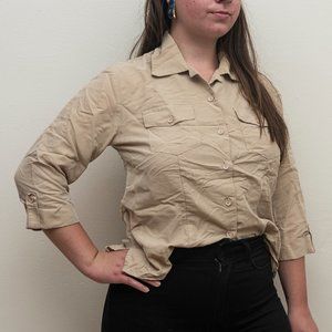 SOFT VINTAGE BEIGE BUTTON UP